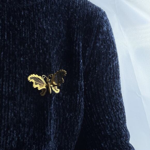 NAPIER Vintage Signed Gold Tone Wire 3D Butterfly Brooch Pin Pendant Art Deco - Picture 2 of 6